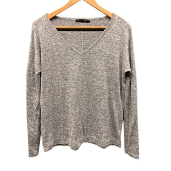 Rag & Bone Theo Sweater Women’s Size M Gray Long Sleeve V Neck Lightweight Knit - Picture 1 of 10